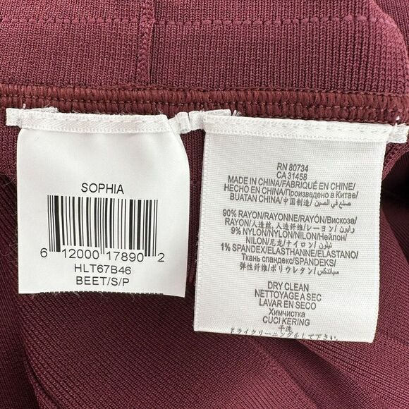 Herve Leger Sophia Bandage Dress Maxi Ball Gown Beet Red Size S Boat Neck Flare - Picture 11 of 11